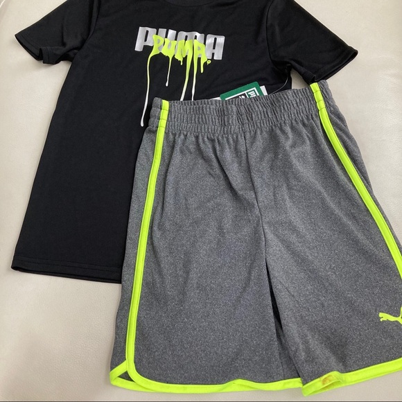 Puma neon black grey short sleeve big boy active shoots set 4064 - Picture 4 of 7